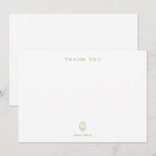 Professioneel Elegant Wit Monogram Dank u Ca Bedankkaart