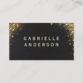 Professioneel Elegant Zwart Leder / Goud Sequin Visitekaartje (Voorkant)