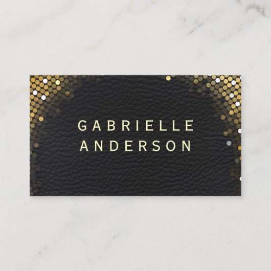 Professioneel Elegant Zwart Leder / Goud Sequin Visitekaartje (Voorkant)