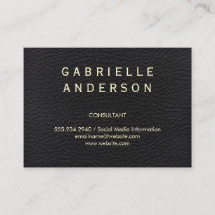Professioneel elegant zwart leder met vetgedrukte visitekaartje