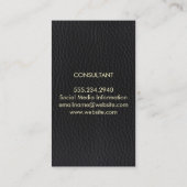 Professioneel elegant zwart leder met vetgedrukte  visitekaartje (Achterkant)