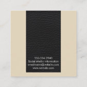 Professioneel elegant zwart leder/zwart vierkante visitekaartje (Achterkant)