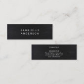 Professioneel Elegant Zwart Leer Mini Visitekaartje (Voorkant / Achterkant)