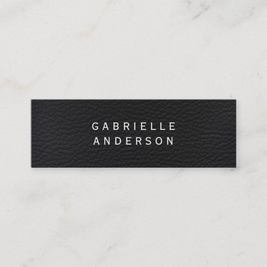 Professioneel Elegant Zwart Leer Mini Visitekaartje (Voorkant)