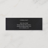 Professioneel Elegant Zwart Leer Mini Visitekaartje (Achterkant)