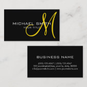 Professioneel elegant zwart monogram visitekaartje (Voorkant / Achterkant)