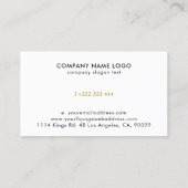 Professioneel Elegant Zwart Wit Goud Custom Logo Visitekaartje (Achterkant)