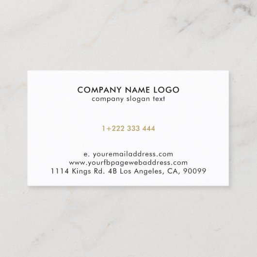 Professioneel Elegant Zwart Wit Goud Custom Logo Visitekaartje (Achterkant)