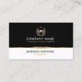 Professioneel Elegant Zwart Wit Goud Custom Logo Visitekaartje (Voorkant)