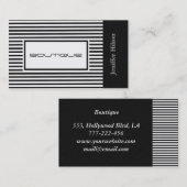 Professioneel elegant zwart-wit strepen linnen visitekaartje (Voorkant / Achterkant)