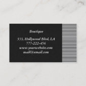 Professioneel elegant zwart-wit strepen linnen visitekaartje (Achterkant)