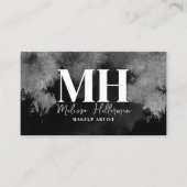 Professioneel Elegant Zwart Zilver Monogram Visitekaartje (Voorkant)