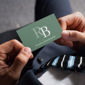 Professioneel Elegante Groene Monogram QR-code Visitekaartje