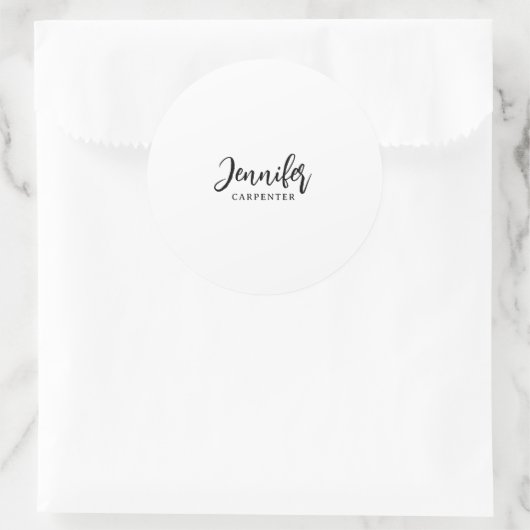 Professioneel elegante moderne minimalistische naa ronde sticker (Tas)