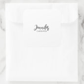 Professioneel elegante moderne minimalistische naa vierkante sticker (Tas)
