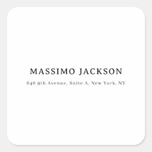 Professioneel elegante moderne minimalistische naa vierkante sticker