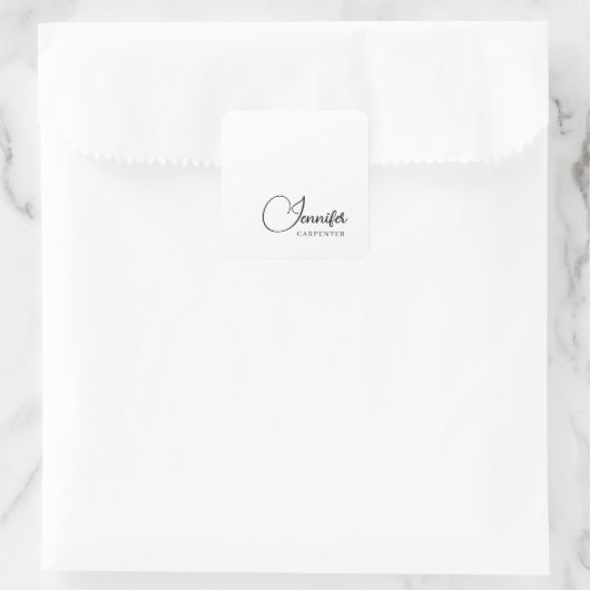 Professioneel elegante moderne minimalistische naa vierkante sticker (Tas)