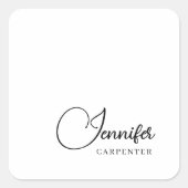 Professioneel elegante moderne minimalistische naa vierkante sticker (Voorkant)