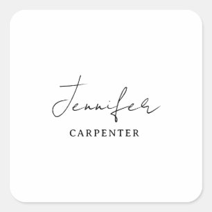 Professioneel elegante moderne minimalistische naa vierkante sticker