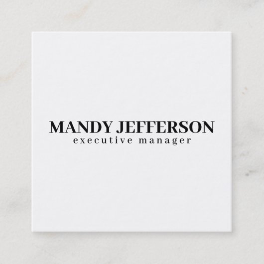 Professioneel elegante moderne minimalistische naa vierkante visitekaartje (Voorkant)