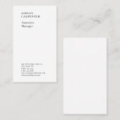 Professioneel elegante witte effen minimalistische visitekaartje (Voorkant / Achterkant)