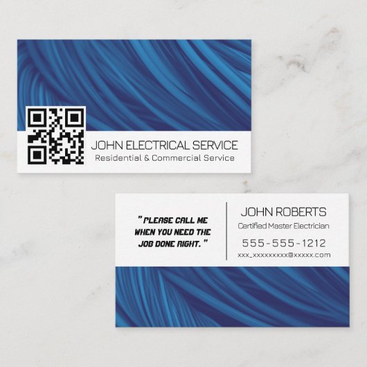 Professioneel elektricien met QR-code Visitekaartje (Voorkant / Achterkant)