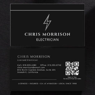 Professioneel elektricien QR-code Visitekaartje