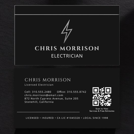 Professioneel elektricien QR-code Visitekaartje