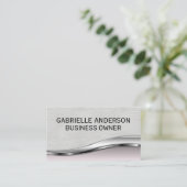 Professioneel Elke Elegante Witte Leren Roze Metal Visitekaartje (Staand voorkant)