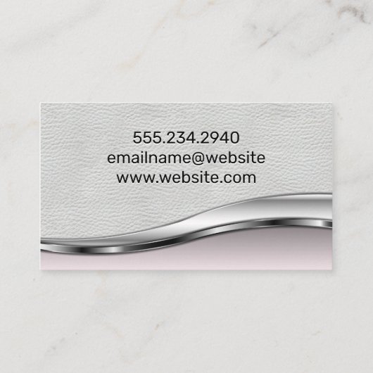 Professioneel Elke Elegante Witte Leren Roze Metal Visitekaartje (Achterkant)