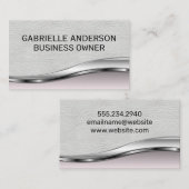 Professioneel Elke Elegante Witte Leren Roze Metal Visitekaartje (Voorkant / Achterkant)