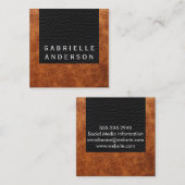 Professioneel Ellegant Bruin Leder Vierkante Visitekaartje (Voorkant / Achterkant)