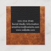 Professioneel Ellegant Bruin Leder Vierkante Visitekaartje (Achterkant)