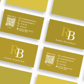 Professioneel Ellegant Bruin Monogram QR Code Visitekaartje