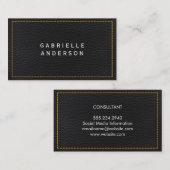 Professioneel Ellegant Zwart Leer | Geel Binnenwer Visitekaartje (Voorkant / Achterkant)