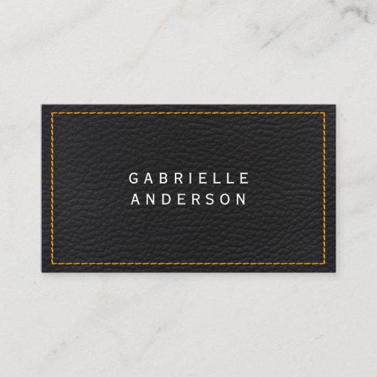 Professioneel Ellegant Zwart Leer | Geel Binnenwer Visitekaartje (Voorkant)