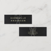 Professioneel Ellegant Zwart Leer met Opvallende T Mini Visitekaartje (Voorkant / Achterkant)