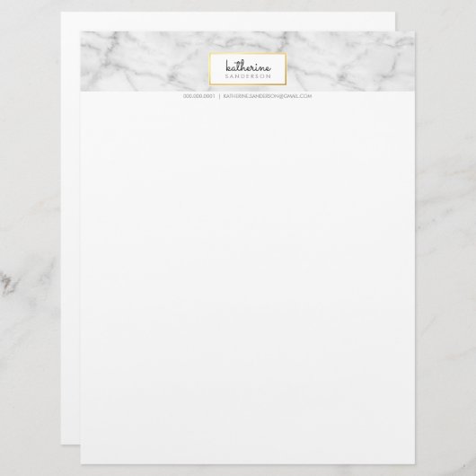 PROFESSIONEEL EMBLEEM modern marmer zwart faux gou Briefhoofd Ontwerp (Voorkant / Achterkant)