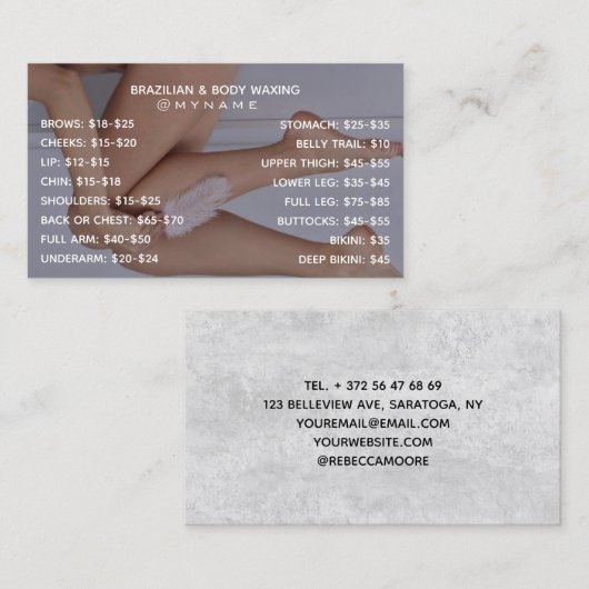 Professioneel en Chic voor Braziliaans & Body Waxi Visitekaartje (Voorkant / Achterkant)
