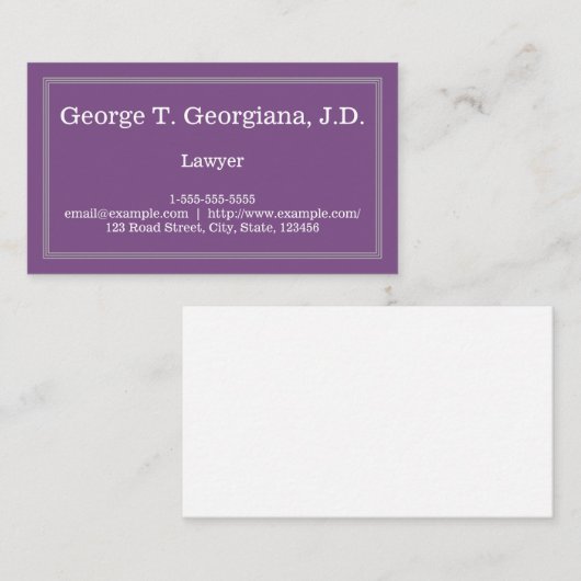 Professioneel en minimaal Visitekaartje van advoca (Voorkant / Achterkant)