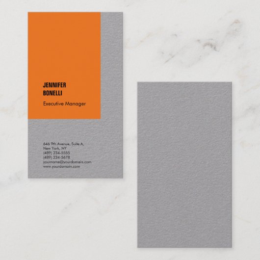 Professioneel en minimalistisch modern oranje grij visitekaartje (Voorkant / Achterkant)