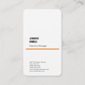 Professioneel en minimalistisch modern oranje wit visitekaartje (Voorkant)