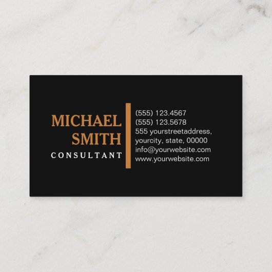 Professioneel en modern Bronze Plain Black Visitekaartje (Achterkant)