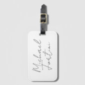 Professioneel en modern grijs wit bagagelabel (Voorkant (verticaal))