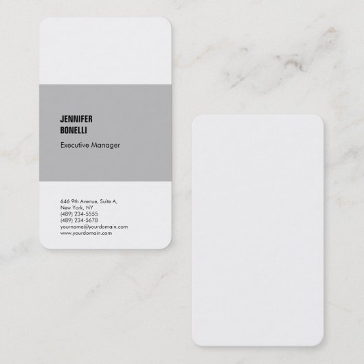 Professioneel en modern grijs wit visitekaartje (Voorkant / Achterkant)