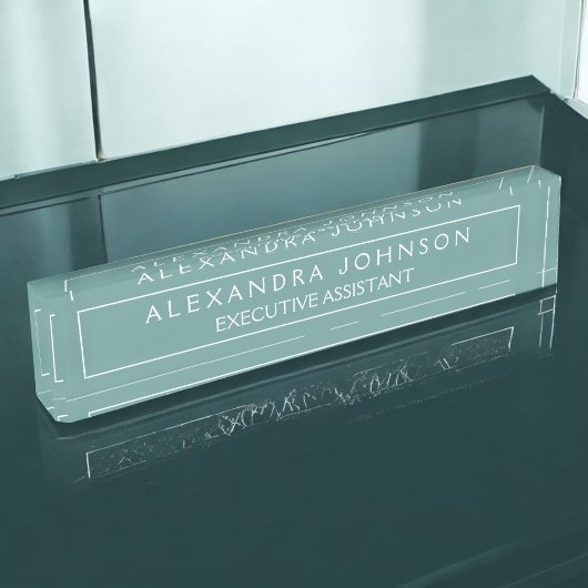 Professioneel en modern groen pastel naambordje