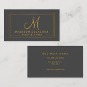 Professioneel en modern monogram goud & grijs visitekaartje (Voorkant / Achterkant)