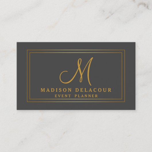 Professioneel en modern monogram goud & grijs visitekaartje (Voorkant)