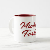 Professioneel en modern rood wit tweekleurige koffiemok (Voorkant links)