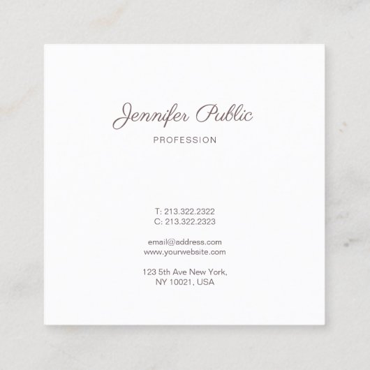 Professioneel en modern vierkante visitekaartje (Achterkant)